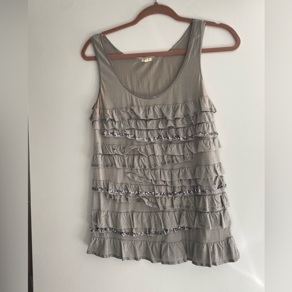 Gray sparkle j crew tank size small